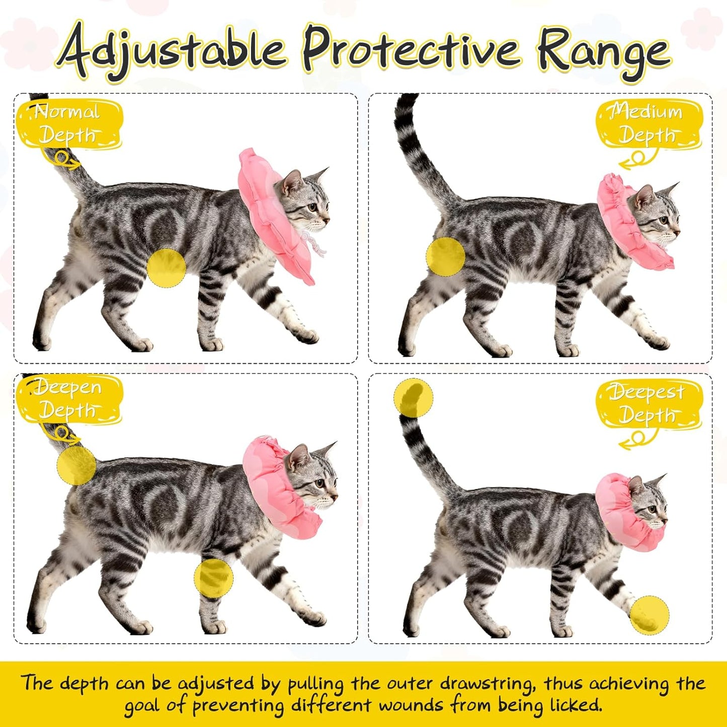 EXPAWLORER Cat Cone Collar Soft, Cat E Collar Recovery After Surgery to Stop Licking, Adjustable Waterproof Cute Neck Elizabethan Pet Kitten Puppy Donut Pillow for Cats Puppy Wound Healing, PinkL