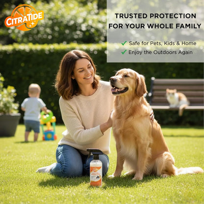 Natural Flea, Tick & Mosquito Spray for Dogs – Cedarwood & Citrus Formula – Plant-Based, DEET-Free, Non-Toxic, USA Made – Safe for Home & Pets – CITRATIDE (16 fl oz)