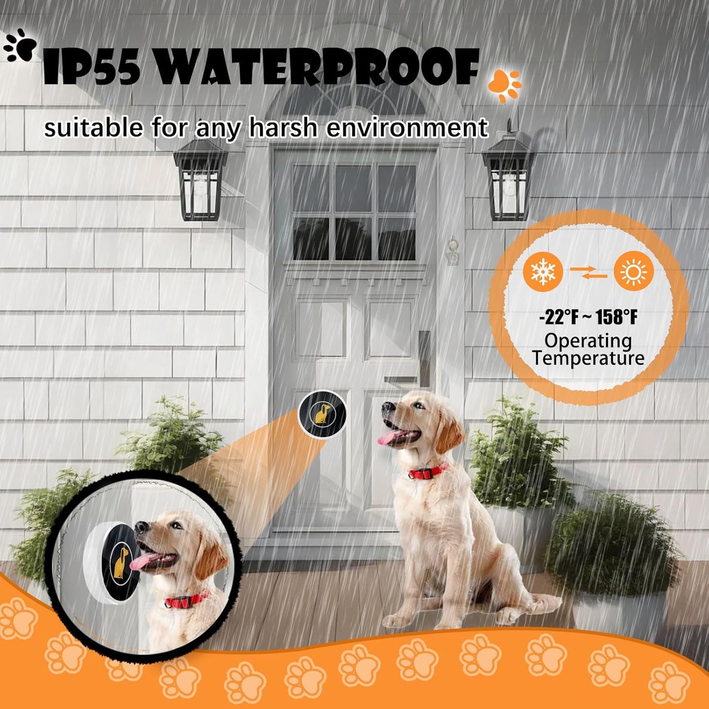 Smart Dog Door Bell Wireless Puppy DoorBell for Potty Training, Dog Bells to go Outside, IP55 Waterproof Bells for Dogs to Ring to go Potty (3 Receivers+6 Buttons)