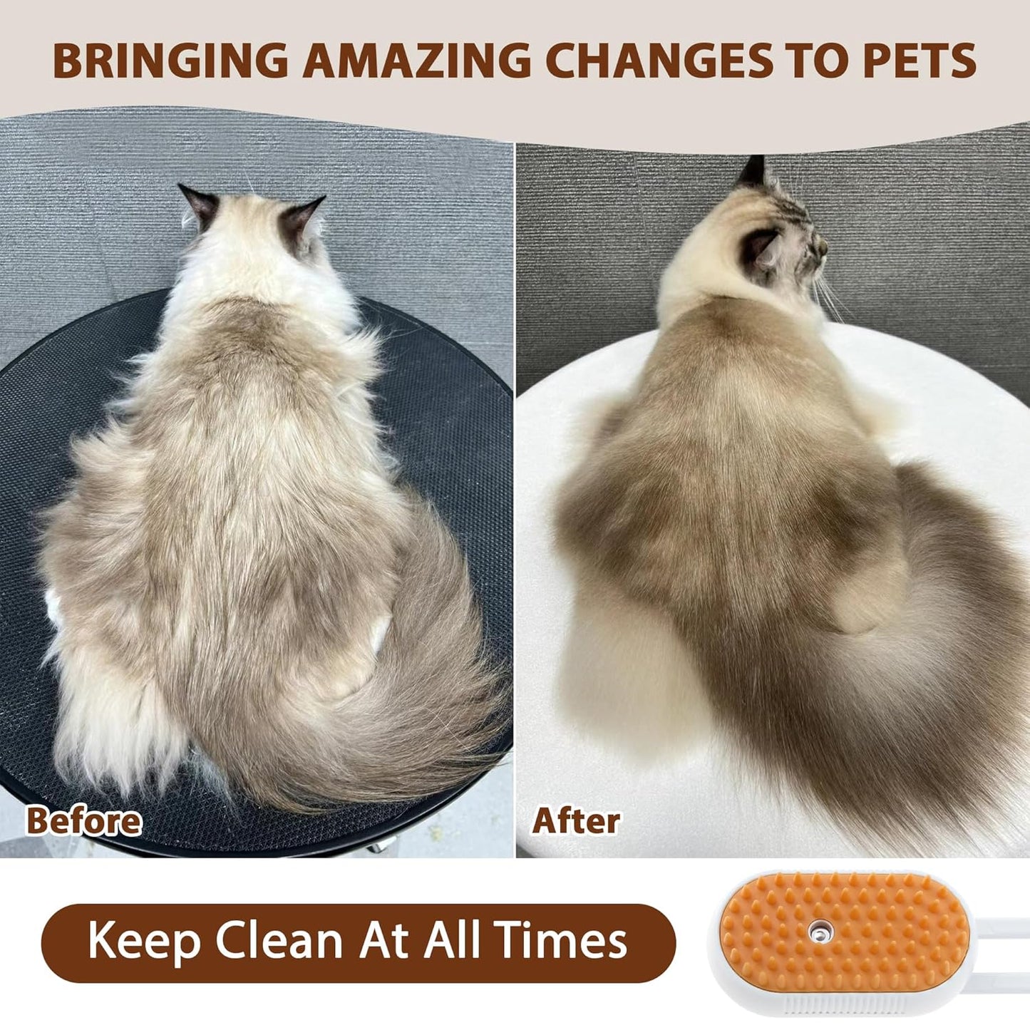 4 in 1 Cat Steam Brush, Rechargeable Steam Brush for Cats and Dogs, Anti-Static Cat Spray Brushes, Massage, Cleaning, Shedding & Combing All In One! White