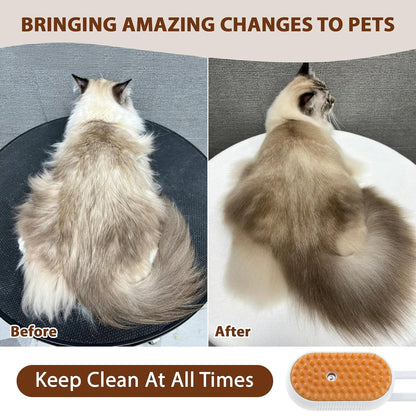 4 in 1 Cat Steam Brush, Rechargeable Steam Brush for Cats and Dogs, Anti-Static Cat Spray Brushes, Massage, Cleaning, Shedding & Combing All In One! White