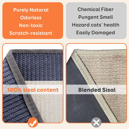 Extra-Larger Sisal Cat Scratcher Bed, Durable Cat Scratching Post with Hammock for Indoor Cats Lounger & Sleep & Scratch, Natural Sisal Cat Scratch Pad, Sturdy Solid Wood Frame (BeigeBlue)