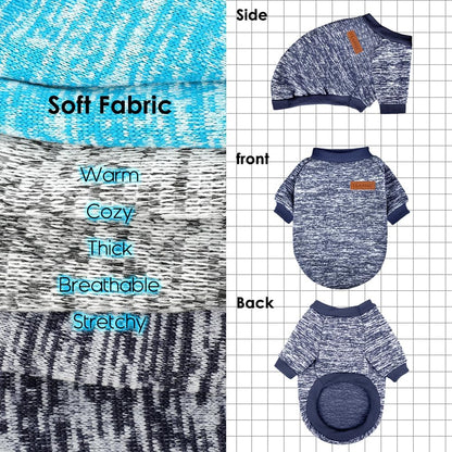 3 Pack Dog Sweaters for Small Dogs Girl Boy Winter Fleece Clothes Warm Soft Dog Sweatshirt Outfit for Dogs Cats Pet Apparel