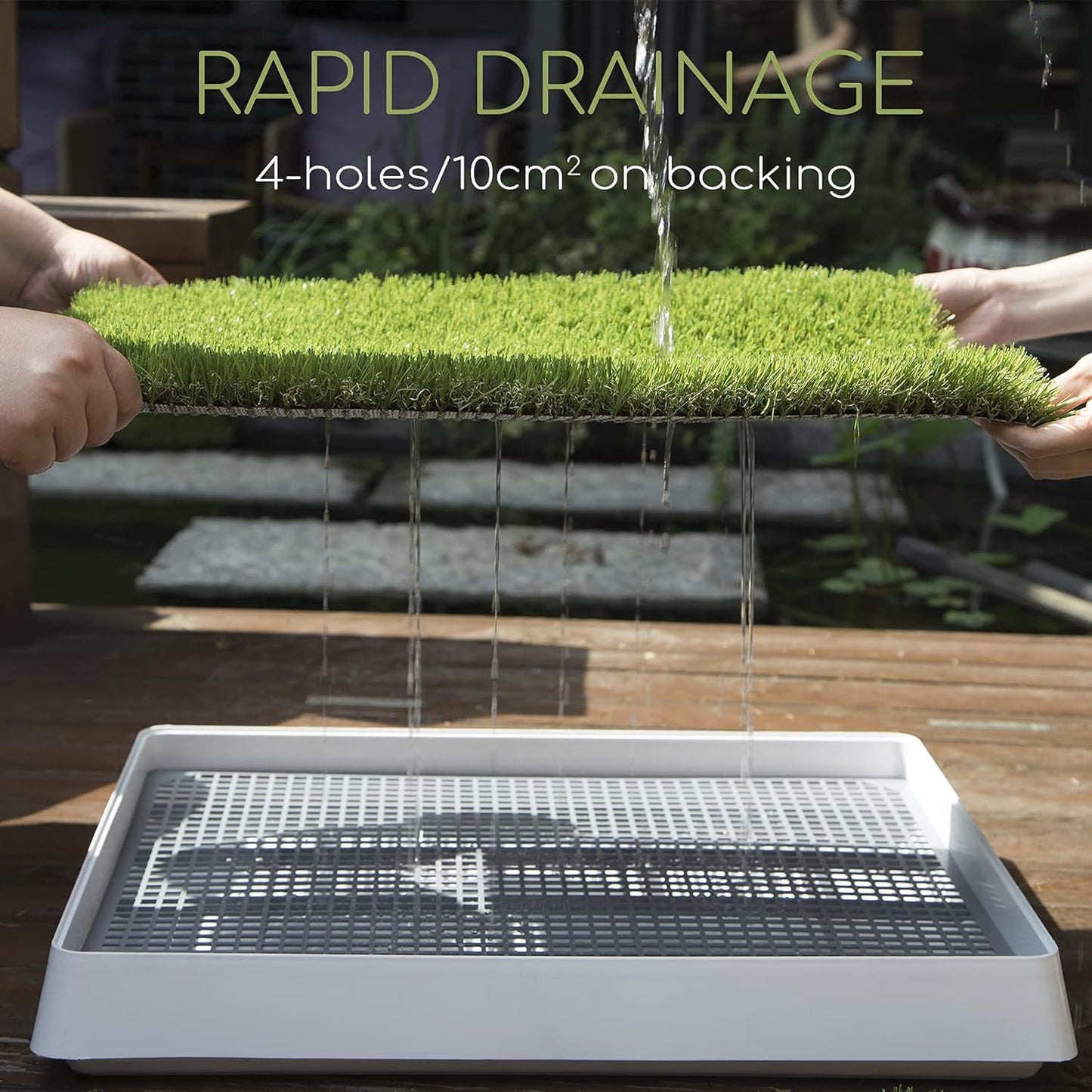 SunTurf Dog Grass Pad with Tray, Dog Litter Box, Porch Potty for Puppy Pee Training, Indoor Portable Fake Grass Pee Pad System, Artificial Grass + Pee Pad Holder