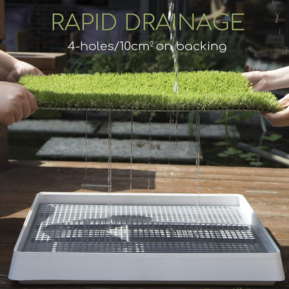 SunTurf Dog Grass Pad with Tray, Dog Litter Box, Porch Potty for Puppy Pee Training, Indoor Portable Fake Grass Pee Pad System, Artificial Grass + Pee Pad Holder