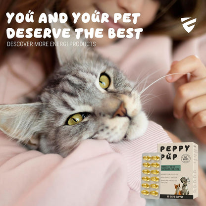 Peppy Pup Omega-3 KD Oil Capsules for Pets, Omega 3 for Dogs and Cats, Fish Oil for Dogs and Cats, Pet Vitamins and Supplements, Pet Fish Oil, Supports Healthy Heart, Dog Coat Defense, 60 Day Supply