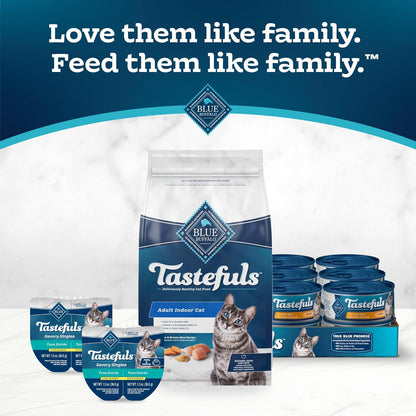 Blue Buffalo Tastefuls Adult Dry Cat Food Indoor Cat Formula, Made in the USA with Natural Ingredients, Chicken & Brown Rice Recipe, 3-lb. Bag