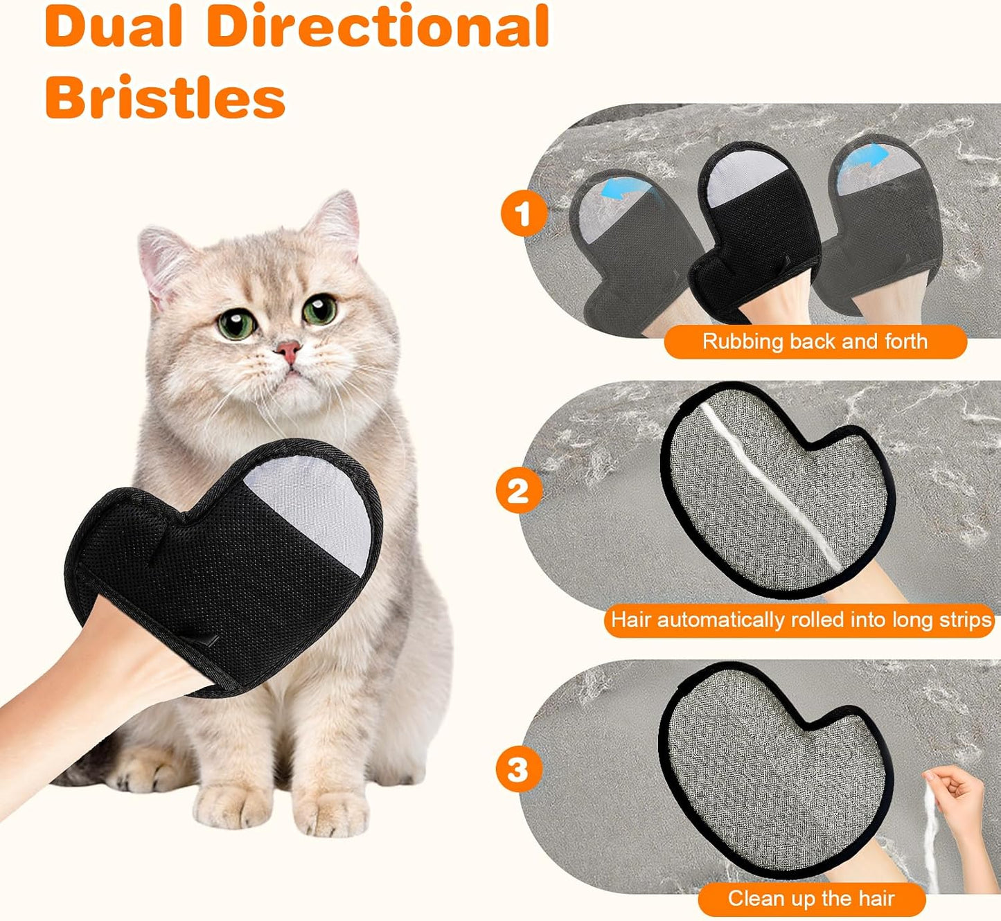 Pet Hair Removal Gloves, Electrostatic Pet Hair Remover Glove for Cats & Dogs