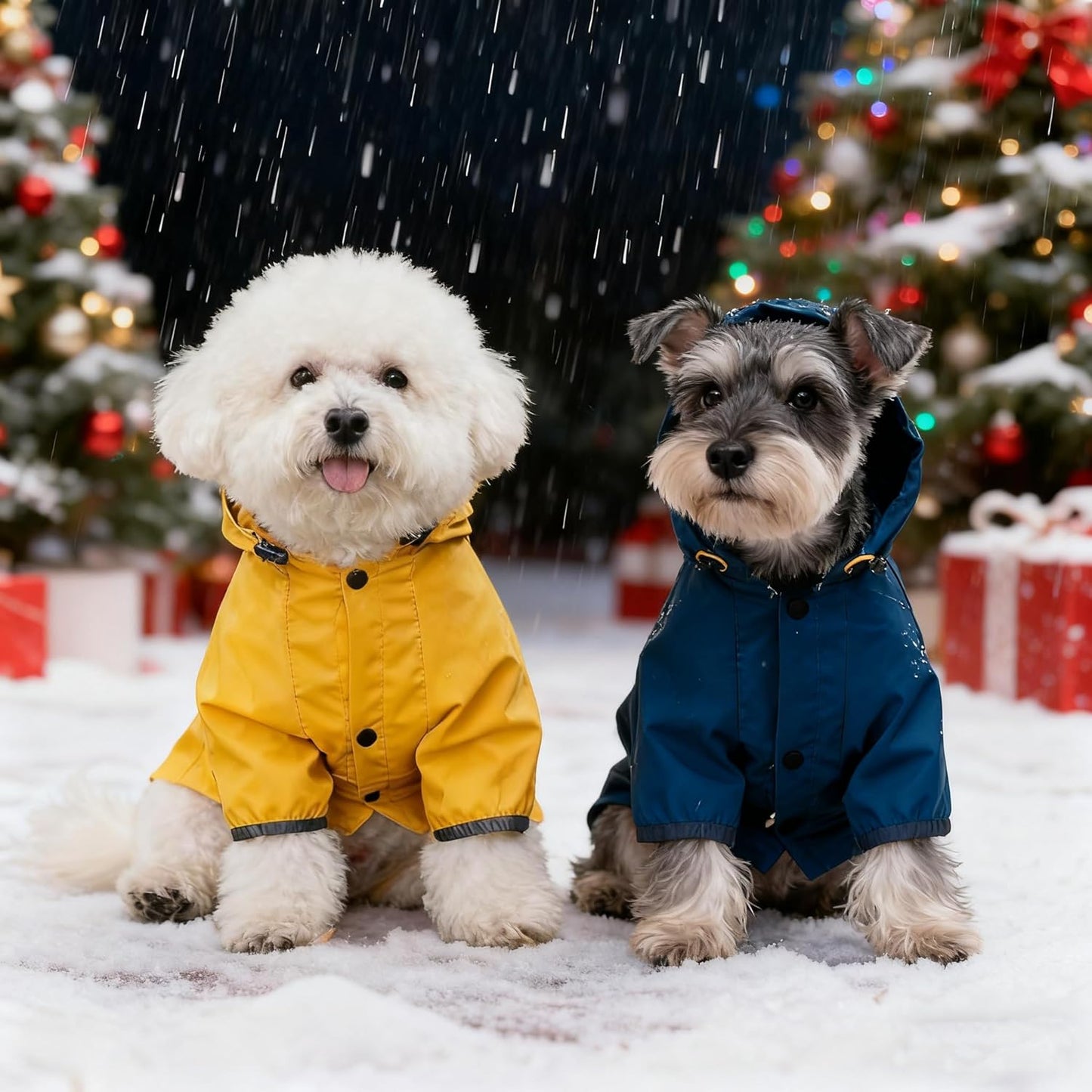 Dog rain Coat with Leash Hole and Reflective Strap - Adjustable Drawstring for Small Medium Dogs - Full-Body Coverage Water Resistant Jacket (Blue, Large)