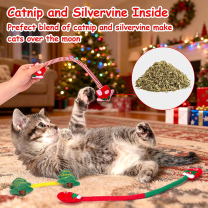 Retro Shaw Christmas Catnip Toys, Kitty Xmas Bundle Cat Toys 8PCS