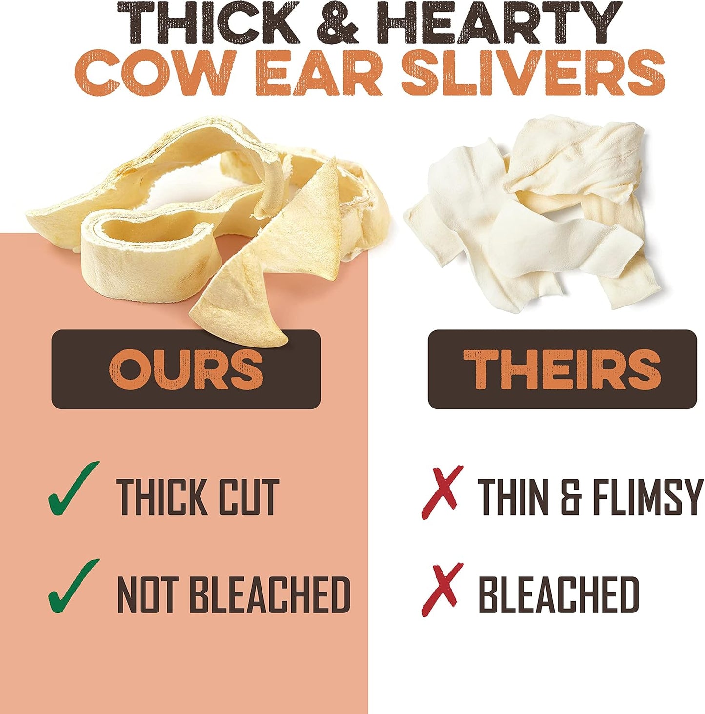 BRUTUS & BARNABY Cow Ears for Dogs – Thick Cut, Grass-Fed Angus Beef, All-Natural No-Rawhide Dog Treat Alternative