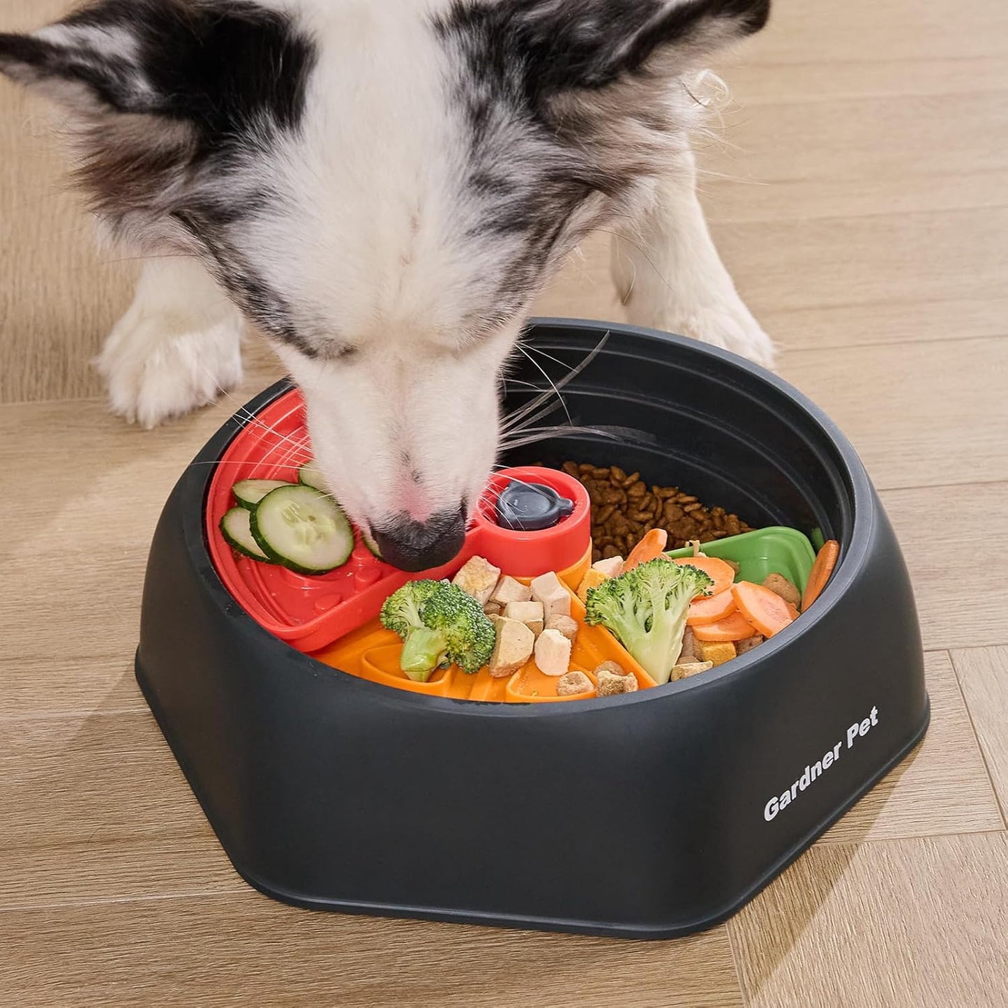 Gardner Pet Adjustable Slow Feeder Bowl for Medium/Large Dogs – 9.85'' L Size with Suction Base, Detachable Puzzle Insert & Freeze-Friendly Design (BPA-Free)