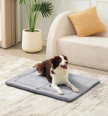 Made4Pets Dog Crate Pad Bed for Medium Large Dogs, Washable & Reversible, Anti-Slip Kennel Mat for Cozy Sleeping, Soft Fluffy Dog Bed for Indoor & Outdoor Use, 35"x23", Gray
