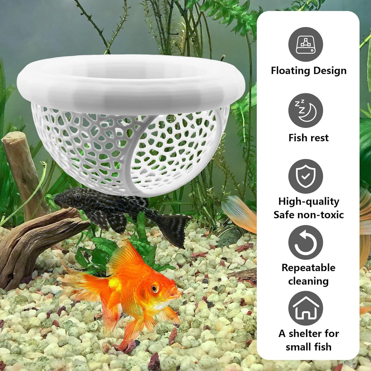 Aquarium Floating Betta Fish Skins, Suitable for Fighting Fish, Shrimp, and Small Fish Multi-Functional Hammock, Aquarium Hiding Feeding Decorative Accessories (White)