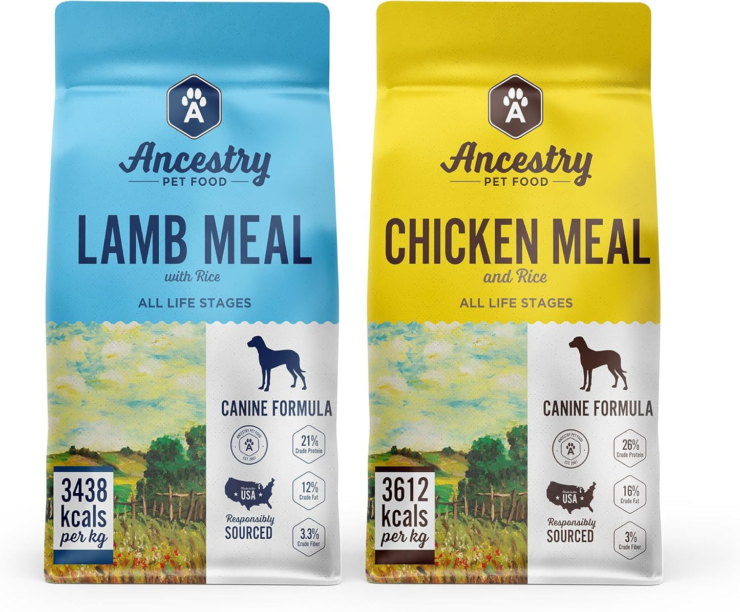 Health Extension Ancestry Dog Food Bundle - Lamb Meal & Brown Rice and Chicken Meal & Brown Rice Formula (4 lbs Each) – Wholesome Grains, Dry Dog Food for Optimal Nutrition