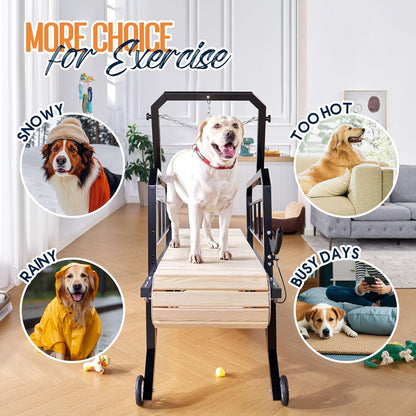 Albott Dog Treadmill for Large & Medium Dogs with Pace Adjustbable Brake and Roller Wheels, Enlarged Indoor Slatmill for Dogs to Keep Fit and Healthy, Up to 330 Lbs