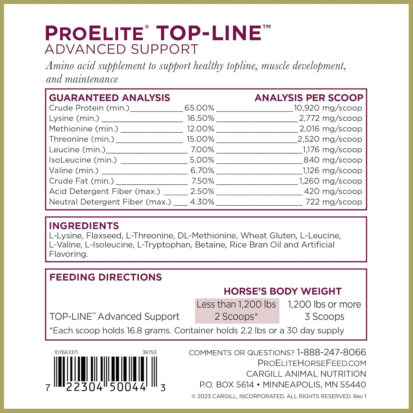 ProElite Topline Advanced Support, Topline Supplement for Horses, 2.2 lbs