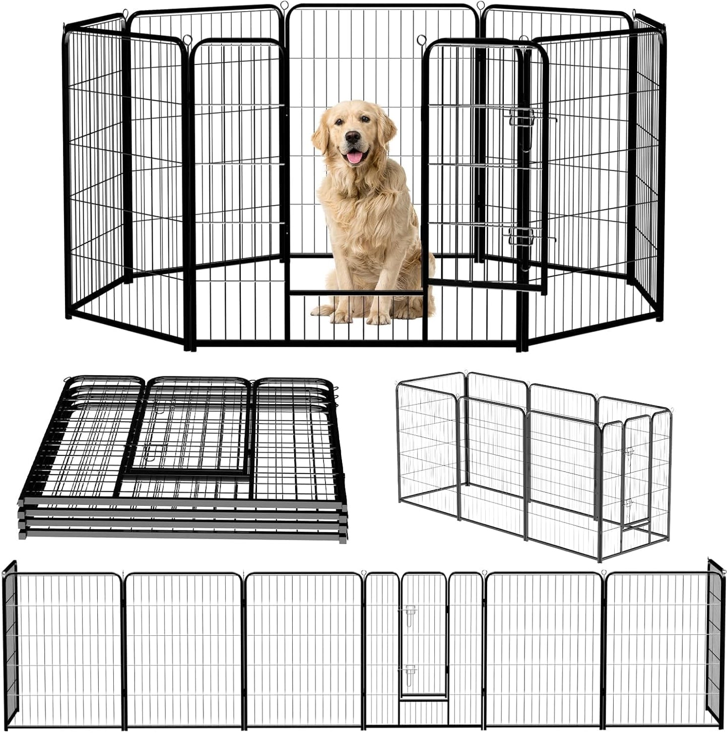 NEWBULIG Dog Playpen 8 Panels 40" Height Foldable Heavy Duty Metal Dog Exercise Playpen Puppy Fence for Indoor Outdoor Yard