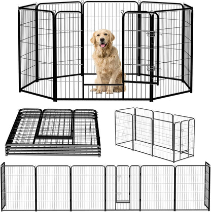 NEWBULIG Dog Playpen 8 Panels 40" Height Foldable Heavy Duty Metal Dog Exercise Playpen Puppy Fence for Indoor Outdoor Yard