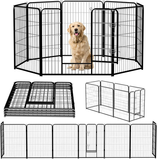 NEWBULIG Dog Playpen 8 Panels 40" Height Foldable Heavy Duty Metal Dog Exercise Playpen Puppy Fence for Indoor Outdoor Yard