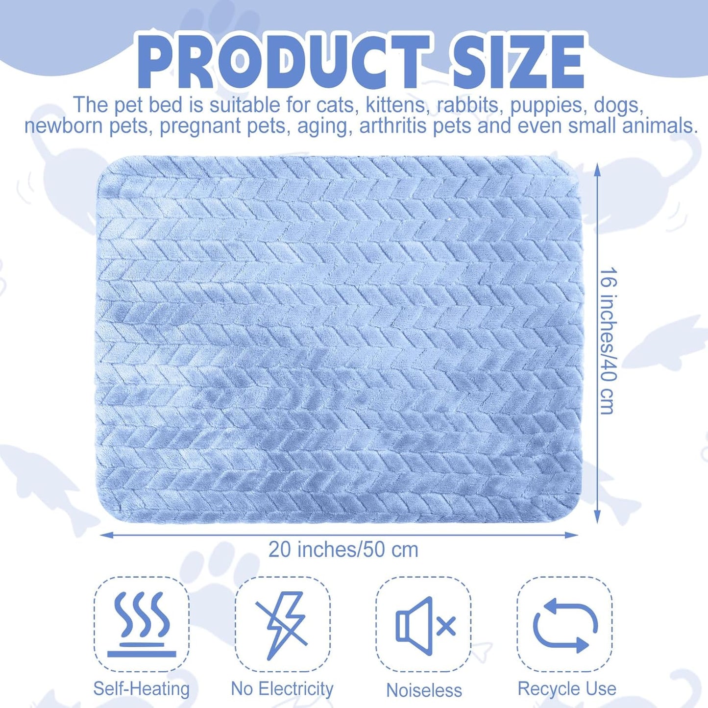 4 Pack Self Heating Cat Pad Self Warming Cat Bed Non Slip Warm Thermal Dog Pad Mat Washable Pet Kennel Crate Bed Mat for Pets Indoor Outdoor (Blue,16 x 20 Inch)