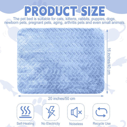 4 Pack Self Heating Cat Pad Self Warming Cat Bed Non Slip Warm Thermal Dog Pad Mat Washable Pet Kennel Crate Bed Mat for Pets Indoor Outdoor (Blue,16 x 20 Inch)