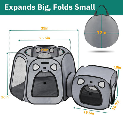 Portable Cat Playpen- Large Foldable Cat Tent for Indoor and Outdoor, Play Enclosure for Kittens and Small Dogs, Pet Houses & Condos & Cage
