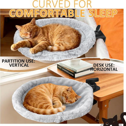 Topmart Cat Desk Bed with 360° Rotating, Cat Hammock for Desk with 2 Washable Pads, Easy to Install, Kittens Bed for Desk Attachment for Home Office,Up to 45LBS, Grey & Black