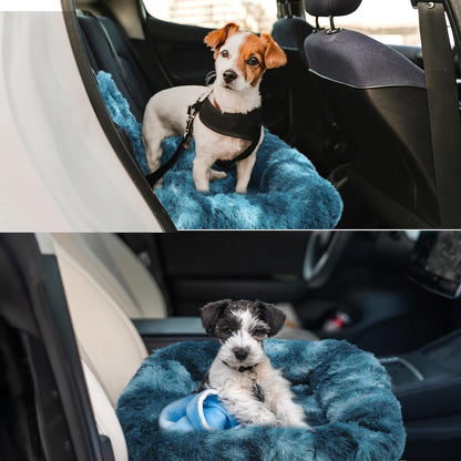 Dog Car Seat, Pet Travel Bed with Soft Removable Cushion, Safe Comfortable Washable Car Seat for Pets, Easy to Install in All Vehicles, Royal Blue