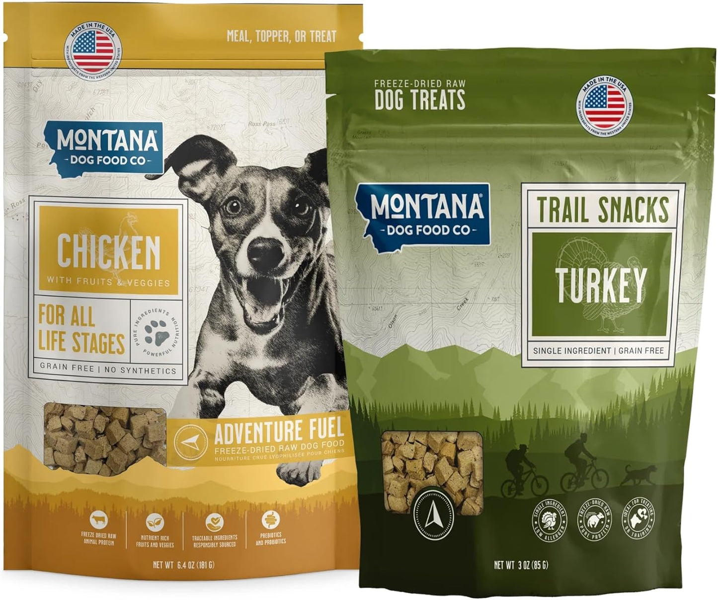 Chicken Dog Food and Turkey Dog Treat Adventure Fuel Bundle - Freeze-Dried Raw Food with Single Ingredient Training Snacks