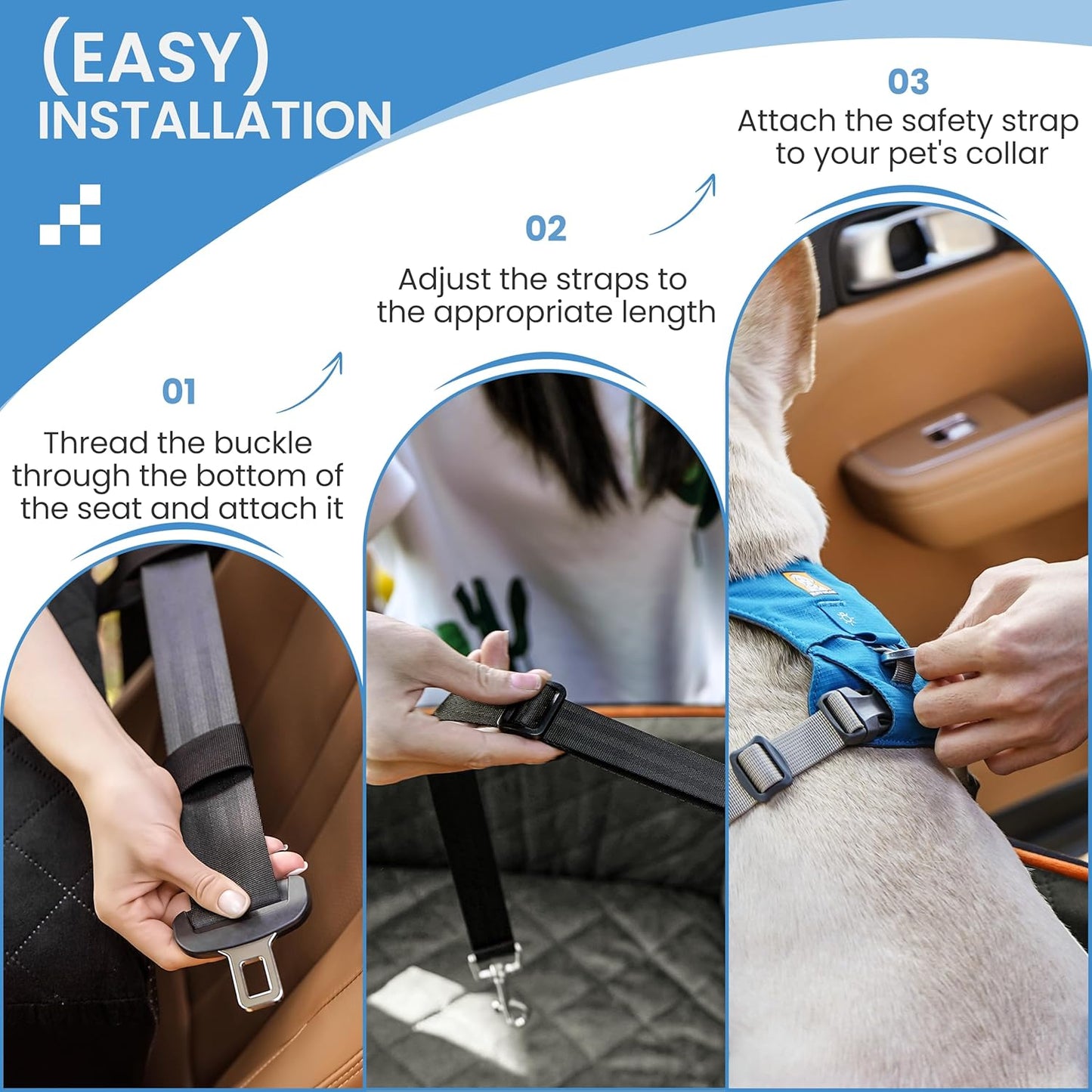 Dog Car Seat for Medium Dogs - Pet Car Seat with 2 Safety Straps & Waterproof Padding, Portable Pet Carrier for Cars, Trucks & SUVs, Comfortable Booster Bed for Pets Up to 55lbs (Black/Grey)