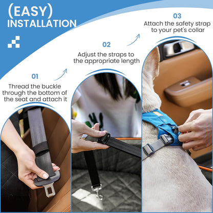 Dog Car Seat for Medium Dogs - Pet Car Seat with 2 Safety Straps & Waterproof Padding, Portable Pet Carrier for Cars, Trucks & SUVs, Comfortable Booster Bed for Pets Up to 55lbs (Black/Grey)