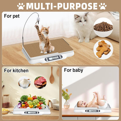 Multifunctional Pet Scale Max 66 Lbs Cat Dog Scale with LCD Display & Hold/Tare Function for Kittens Puppies Includes Scratcher Toys and Health Supplies