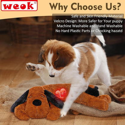 Puppy Heartbeat Toy for Separation Anxiety Relief, Heartbeat Stuffed Animal Anxiety Calming Behavioral Aid Plush Toy for Dogs Cats Pets
