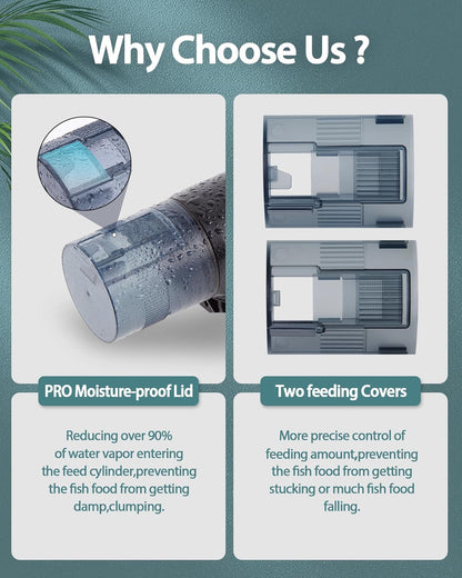 Automatic Fish Feeder Dispenser for Aquarium: 200ml Large Capacity Auto Feeders for Small Tank Turtle Betta Koi - Battery Food Feeding Timer for Flakes Pellet Vacation Weekend Day