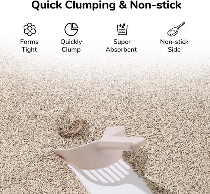 FUKUMARU Mixed Tofu Cat Litter, Strong Clumping Cat Litters, Effective Oder Control, Dust Free and Ultra Absorbent Flushable Bentonite White Tea Cat Litter, Direct to Toliet, 12 LB(2 Packs)