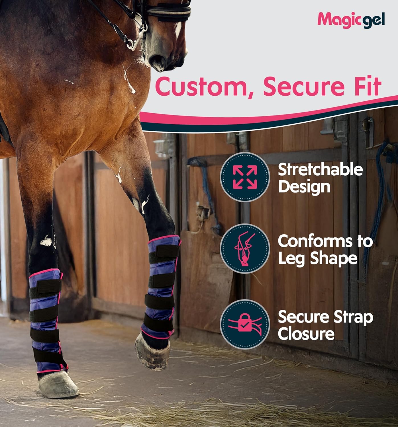 Magic Gel Horse Ice Pack with Carry Case - Twin Ice Boots | Cooling Horse Leg Wraps for Hock, Ankle, Knee, Legs, Boots, and Hooves | Horse Tack, Horse Supplies & Horse Gift Ideas for Horse Lovers