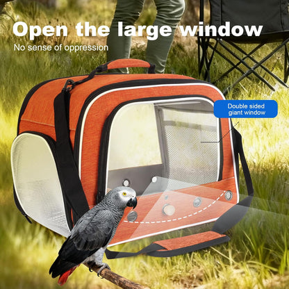 halinfer Large Bird Carrier Cage, Portable Bird Carrying Bag with Metal Tray and Grate to Transport Medium and Large Birds Like African Grey, Long Tail Cockatiel and Parrot