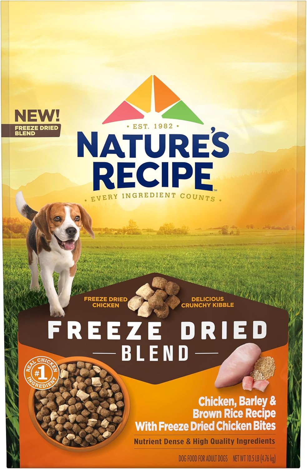 Nature’s Recipe Chicken, Barley & Brown Rice Recipe Dry Dog Food with Freeze Dried Chicken Bites 10.5 lb Bag