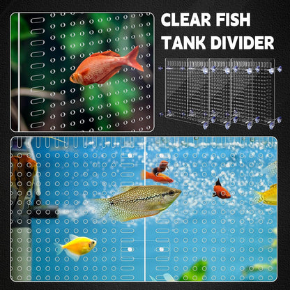 Nuanchu 4 Set Acrylic Fish Tank Divider 11.4 x 9.75'' Aquarium Divider Kit Splicable Flexibly Aquarium Divider with Suction Cups Accessories Splicing Board for 30/40/50/65/75/90/125/150 Gallon Tank