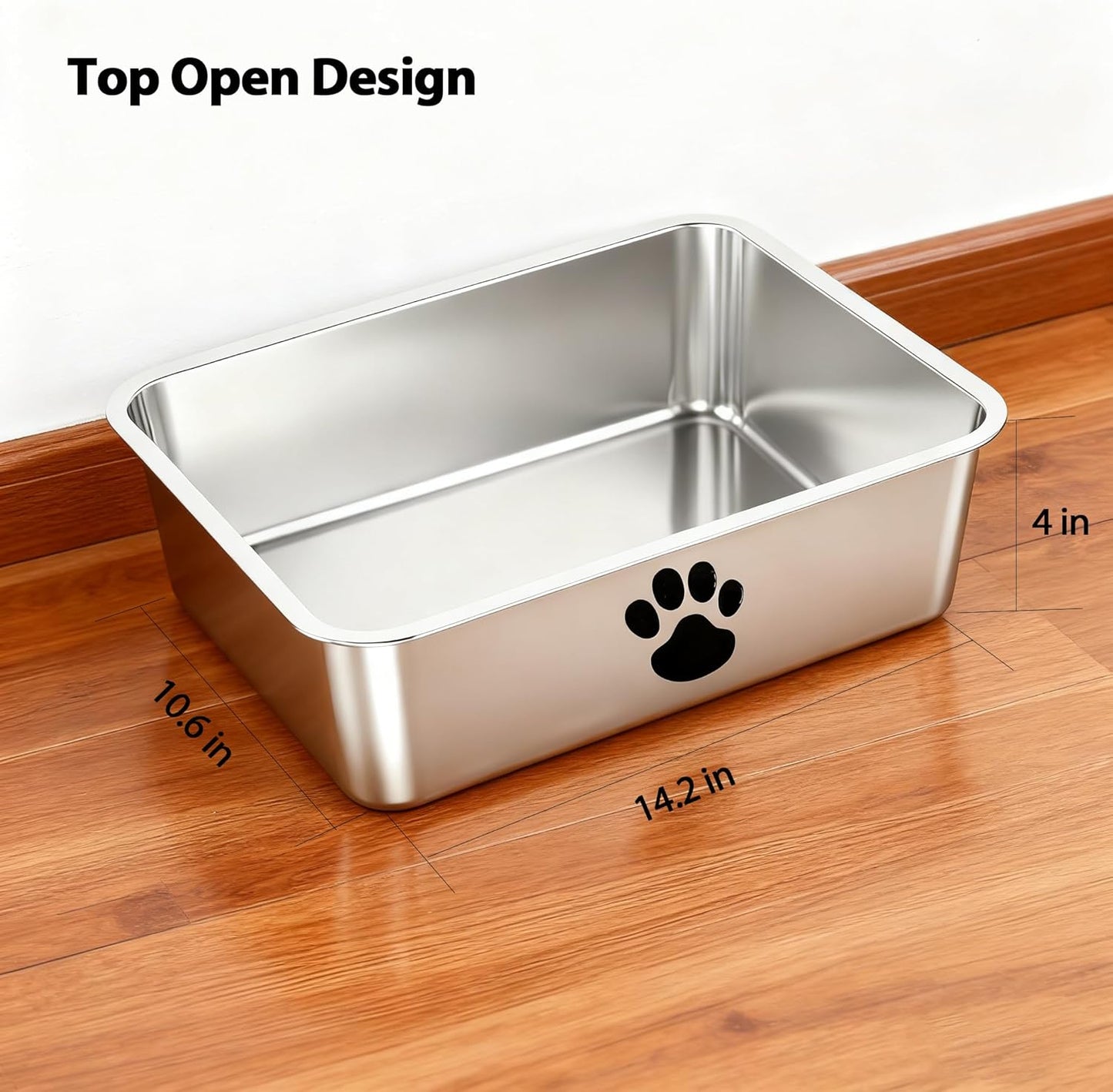 Stainless Steel Cat Litter Box with Cat Litter Scoop, Small Metal Kitten Litter Pan, Indoor Litter Tray Pet Toilet Supplies for Kitty,Rabbits,Guinea Pigs,Ferrets,Easy to Clean
