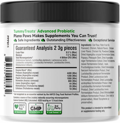 Probiotics for Dogs – Digestive Health Chews with Prebiotics & Enzymes | Dog Probiotic Supplement for Gut, Diarrhea Relief, Gas & Allergy Support – Chicken Flavor Soft Chews