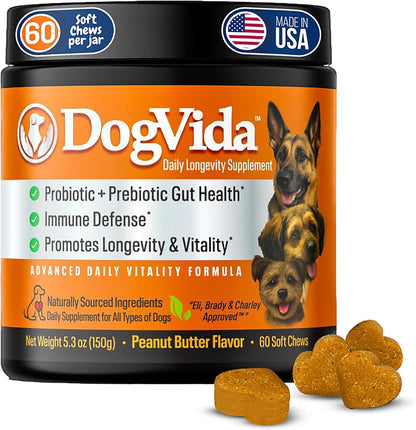 Daily Vitality Chews for Dogs, Omega-3 and Healthy Probiotics for Joint & Coat Support and Gut Health, Soft Chews Vitamins for Small, Medium, Large Breed Dogs