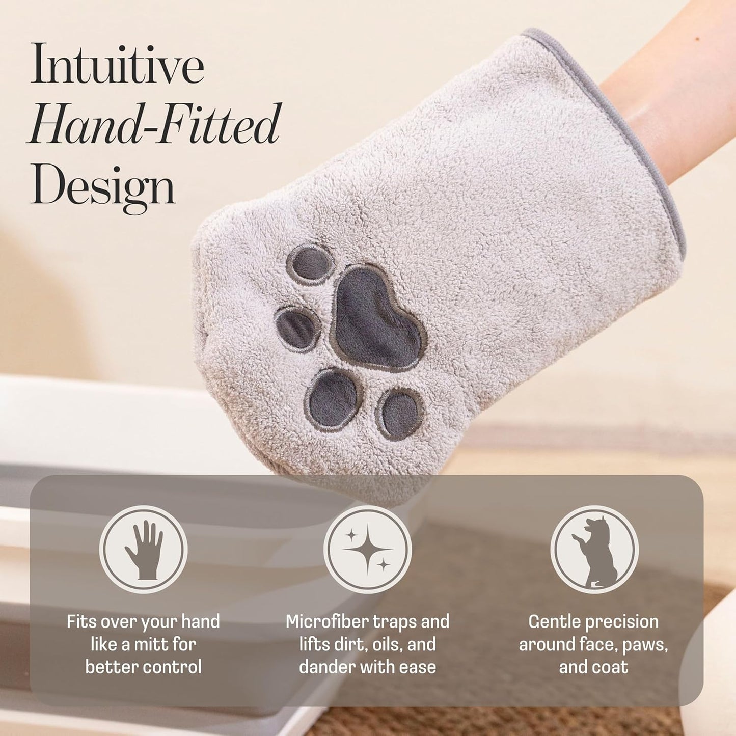 Dog Rinse-Free Towel Cleanse Shampoo & Conditioner with Bath Mitt – Sensitive Skin, Stress & Itch Relief Gentle Leave-in Serum – 98.65% Naturally Derived, Hydrate & Deodorize – 8 × 10ml