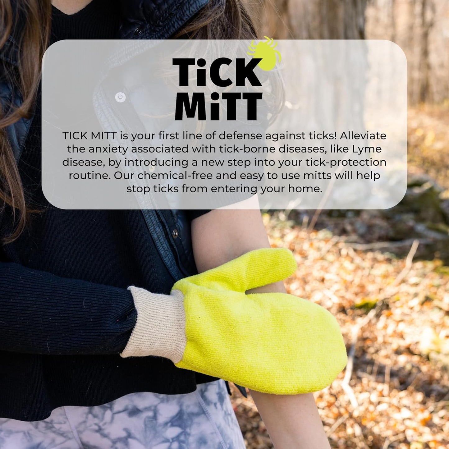 TiCK MiTT Yellow Tick Removal Glove for Humans & Pets - Safely Remove Ticks Effortlessly, Chemical-Free, Durable, Portable Tick Management Tool for Outdoor Adventures & Everyday Use
