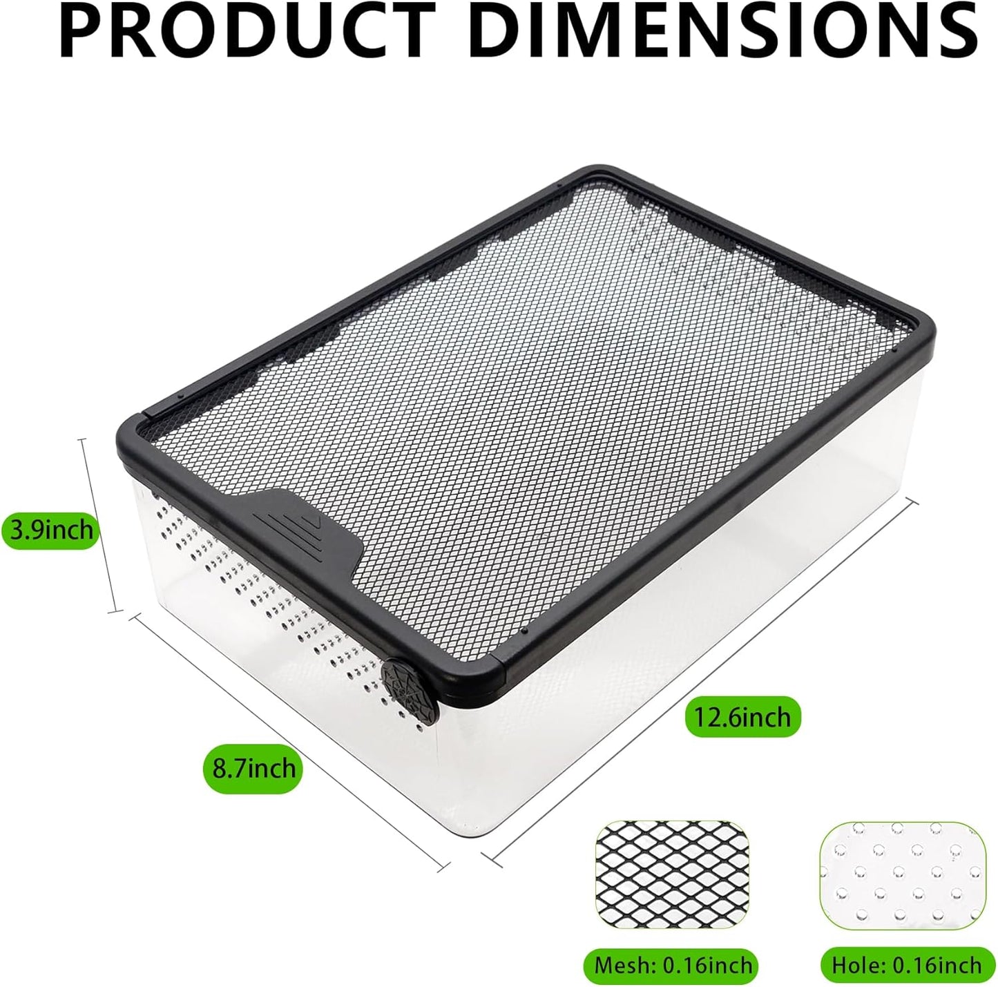 PC Small Reptile Terrarium, Tarantulas Enclosure, 12.6"x8.7"x3.9" for Geckos, Insect, Hermit Crab, Praying Mantis, Mini Terrarium Box