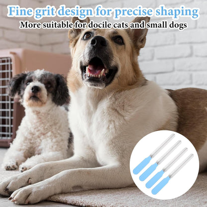 4Pcs Effective Pet Nail File Set, Professional Dog Nail Smoothing Tool, Metal Emery Boards for Dogs Cats Nails Small Large Breeds Puppies Toenails Rough Edges Grooming (Blue, Silver)