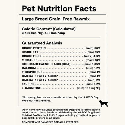 Open Farm, RawMix Grain-Free Dry Dog Food for Large Breeds, Protein-Packed Kibble Coated in Bone Broth with Freeze Dried Raw Chunks, Salmon Chicken & Turkey, Large Breed Recipe, 20lb Bag
