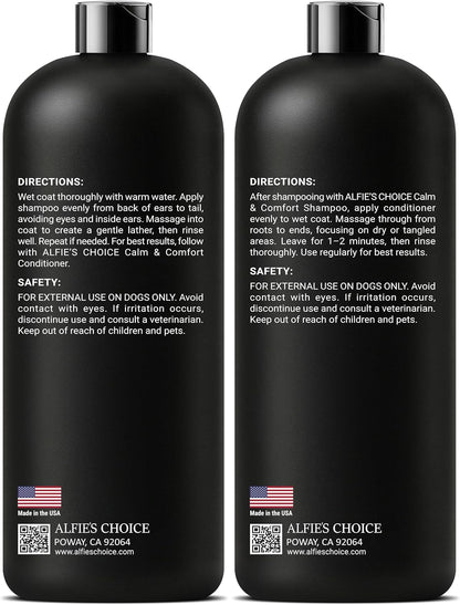 ALFIE'S CHOICE Calm & Comfort Dog Shampoo & Conditioner Set | 16 fl oz Each | with Lavender, Rosemary & Vitamin E | Calming Dog Wash for Itchy Skin, Dry Coat, Odor & All Breeds