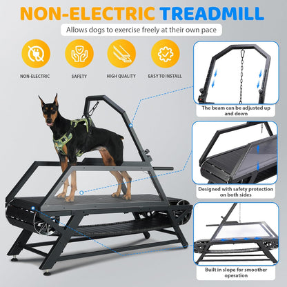 Dog Treadmill for Large Dogs, Medium Dogs with Brake, Dog Slatmill,Non-Electric Treadmill for with Step Counter, Adjustable Incline & Brake, Keep Active and Fit, Up to 300LBS